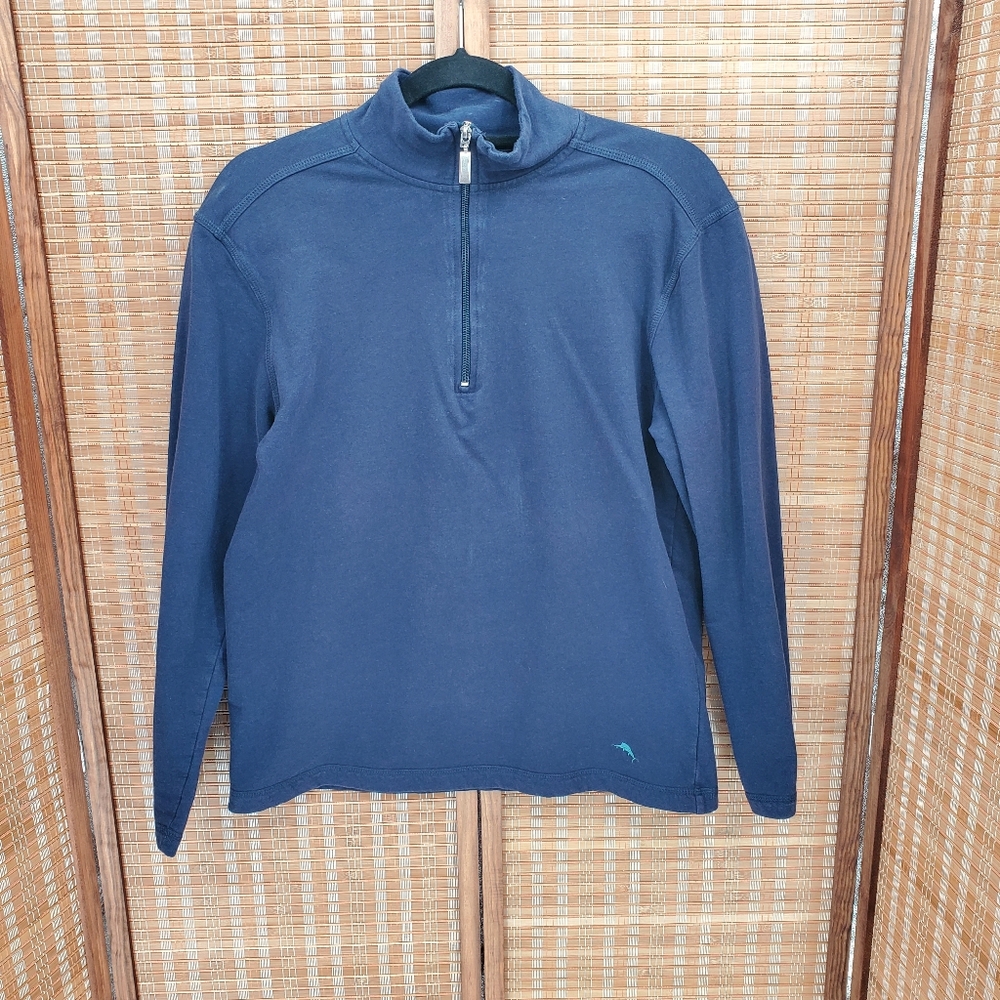 ◇ Tommy Bahama Blue Quarter Zip Fleece Pullover Top Size Small